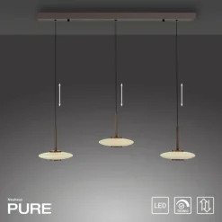 Paul Neuhaus LED Balkenpendel PURE VITRUM 3-flg braun