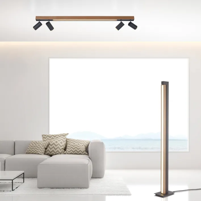 Paul Neuhaus LED Deckenlampe PURE-LINES 5-flg braun