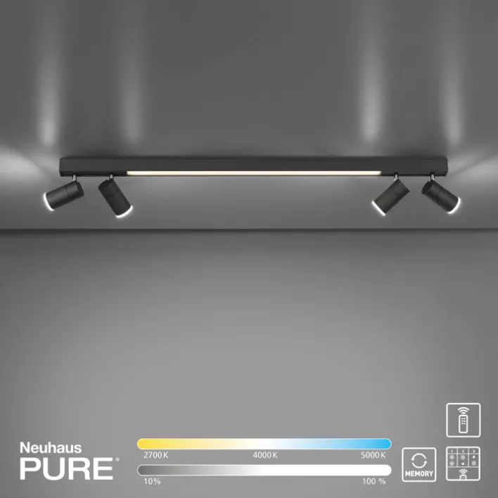 Paul Neuhaus LED Deckenlampe mit 4 Spots PURE-LINES anthrazit