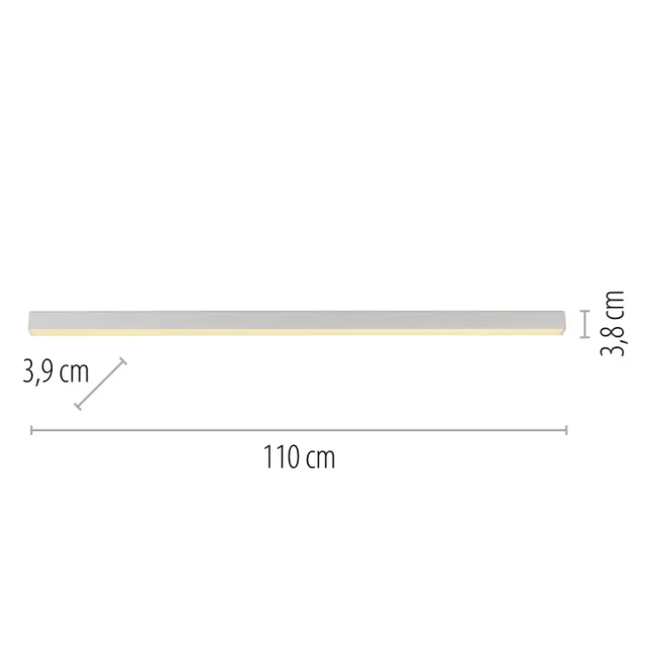 Paul Neuhaus LED Deckenlampe PURE-LINES Straight Kunststoff/Aluminium 110 x 3,8 x 3,9 cm Snow