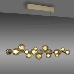 Paul Neuhaus LED Pendelleuchte E-POPUP 120 cm messingfarbig/braun