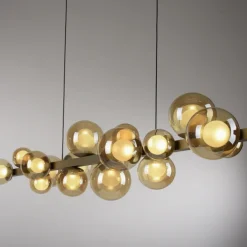 Paul Neuhaus LED Pendelleuchte E-POPUP 120 cm messingfarbig/braun