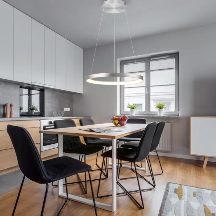 Paul Neuhaus LED Pendelleuchte HOOP 57 cm alu-/nickelfarbig