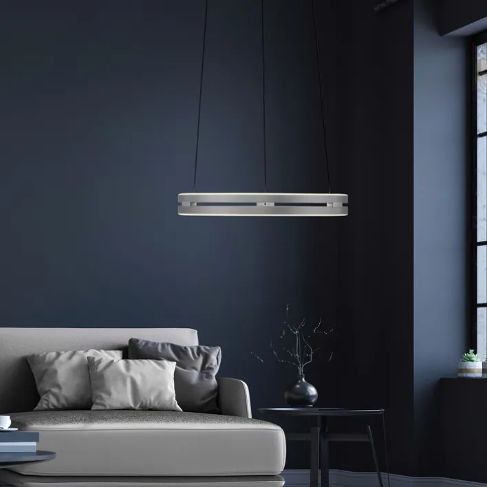 Paul Neuhaus LED Pendelleuchte PURE E-LOOP Aluminium Ø 50 cm Alu-/Nickelfarbig