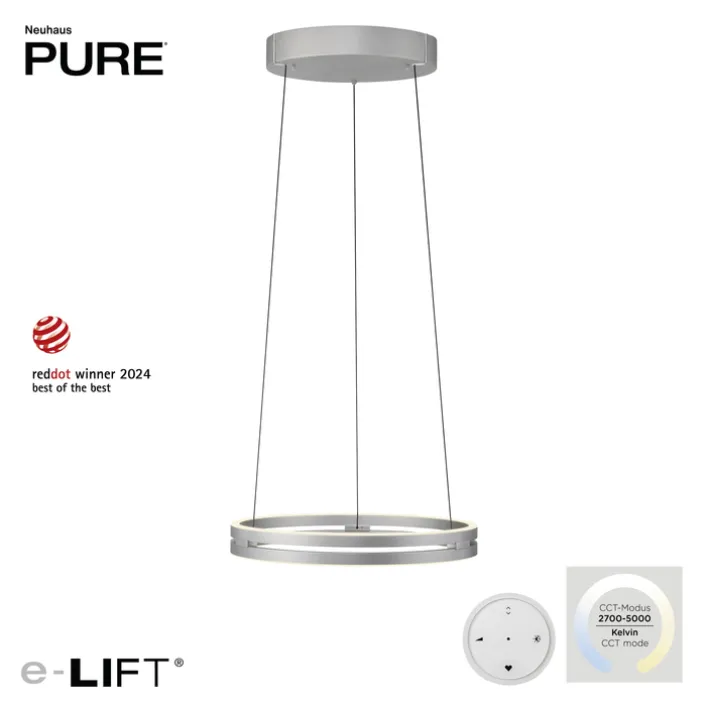 Paul Neuhaus LED Pendelleuchte PURE E-LOOP Aluminium Ø 50 cm Alu-/Nickelfarbig