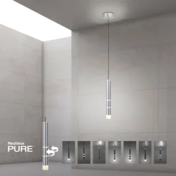 Paul Neuhaus LED Pendelleuchte PURE-VEGA 5 cm alufarbig