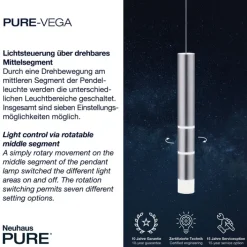 Paul Neuhaus LED Pendelleuchte PURE-VEGA 5 cm alufarbig