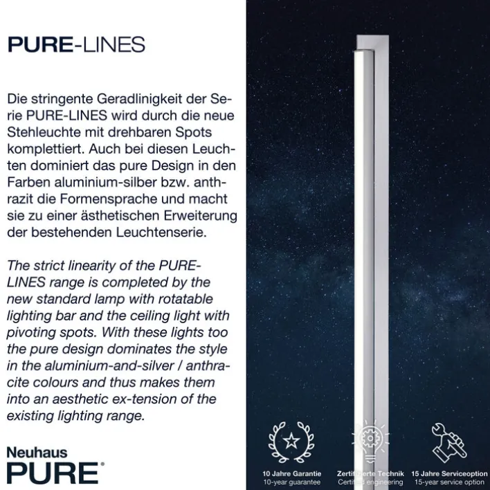 Paul Neuhaus LED Stehlampe PURE-LINES alufarbig