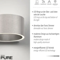 Paul Neuhaus LED Wandlampe PURE CLIPSE 15 cm aluminium