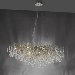 Paul Neuhaus Retrofit Kronleuchter ICICLE 150 x 75 cm stahlfarbig