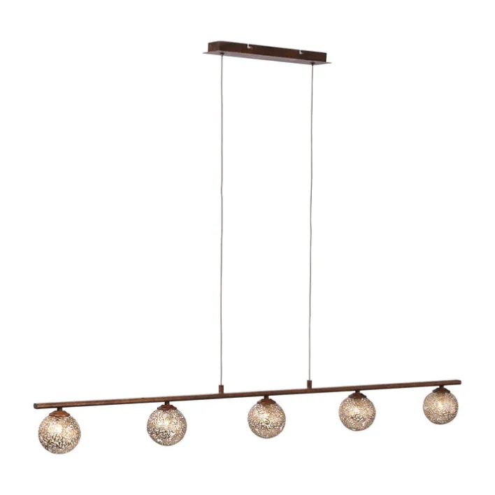 Paul Neuhaus Retrofit Pendellampe GRETA 5-flg rostfarbig/goldfarbig