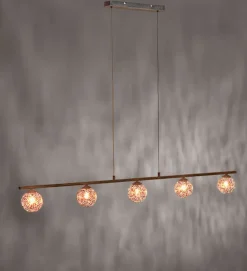 Paul Neuhaus Retrofit Pendellampe GRETA 5-flg rostfarbig/goldfarbig