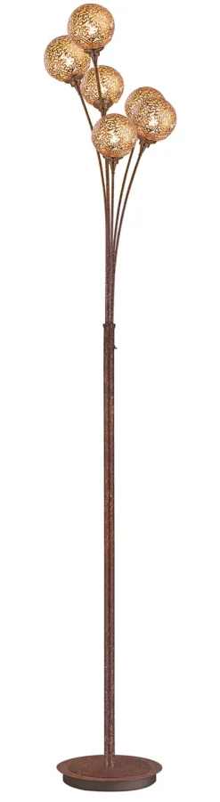 Paul Neuhaus Retrofit Stehlampe GRETA 6-flg rostfarbig/goldfarbig