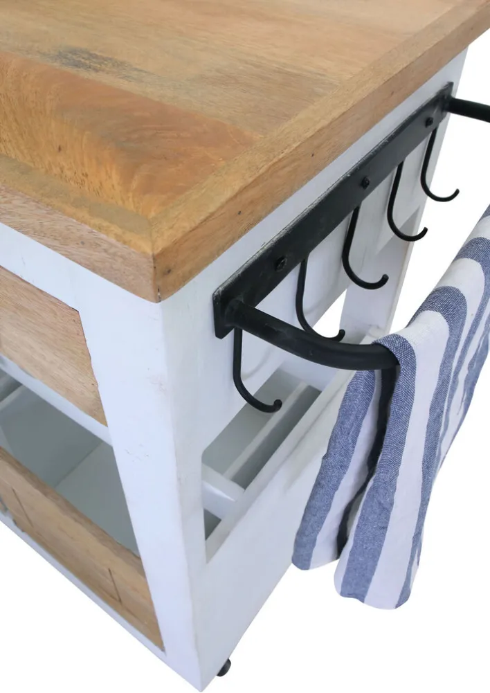 PHILL HILL Barwagen LEWIS 97 x 85 x 43 cm Mango massiv/weiß/schwarz