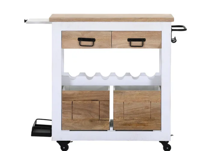 PHILL HILL Barwagen LEWIS 97 x 85 x 43 cm Mango massiv/weiß/schwarz