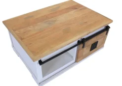 PHILL HILL Couchtisch LEWIS 95 x 65 x 45 cm Mango massiv/weiß/schwarz