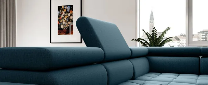 PHILL HILL Ecksofa BAGGIO 280 x 196 cm deep ocean