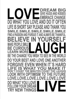 PRO ART Framed-Art Bild LOVE-LAUGH-LIVE 32,5 x 32,5 cm schwarz/ weiß