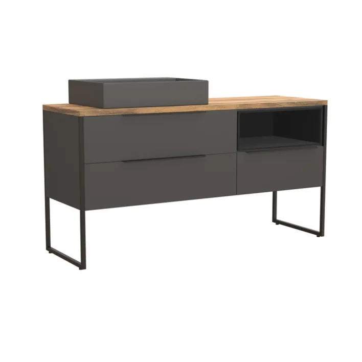 puris Waschplatz ASPEKT 155 cm Cosmos Grey matt/ Hunton Eiche