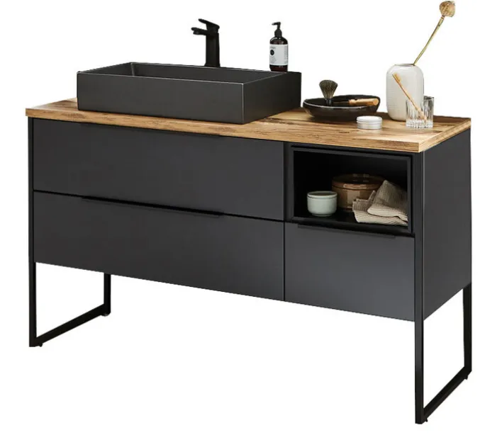 puris Waschplatz ASPEKT 155 cm Cosmos Grey matt/ Hunton Eiche