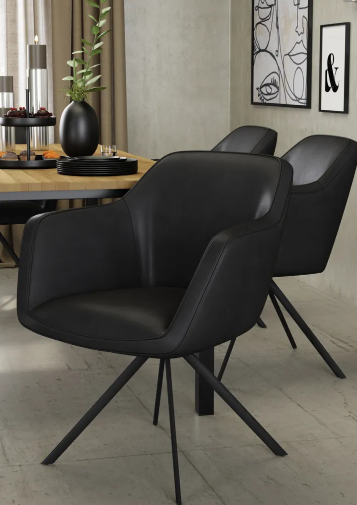 PURO Amlehnstuhl VENEDIG Lederbezug schwarz