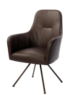 PURO Armlehnstuhl RENATA 95 x 63 x 68 cm Braun/Schwarz Leder/Metall