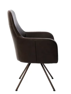 PURO Armlehnstuhl RENATA 95 x 63 x 68 cm Braun/Schwarz Leder/Metall