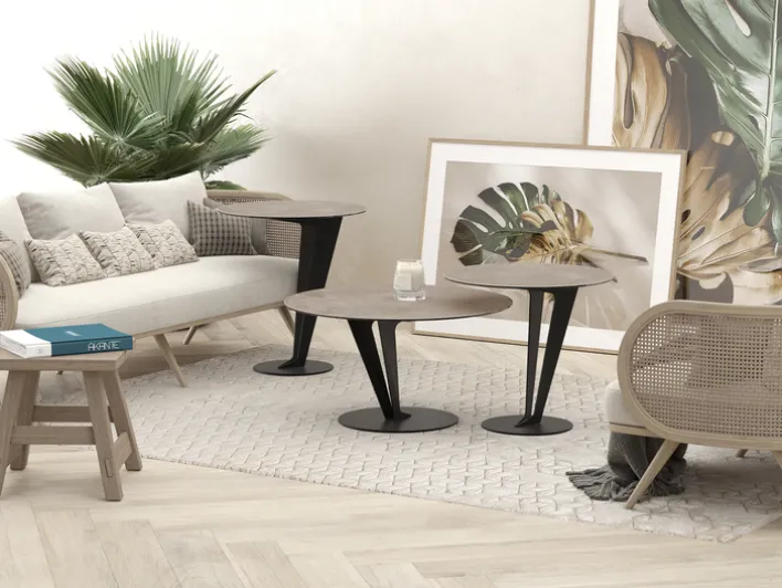 Puro ARTEMIS Beistelltisch 55x60 cm Marmoroptik Titan / Schwarz