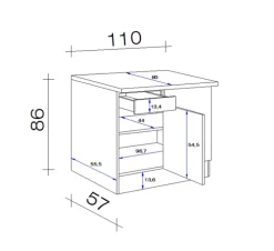 QUARTIER Spülen Unterschrank MEGGIE 50 x 82 x 57 cm weiß