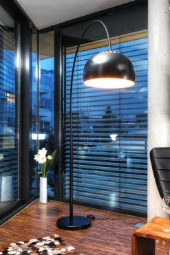 Retrofit Bogenlampe schwarz /Marmor schwarz