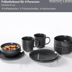 Ritzenhoff & Breker Frühstücksservice TOLEDO 12-teilig Steinzeug grau