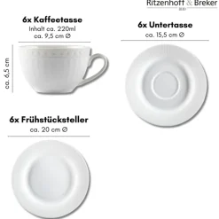 Ritzenhoff & Breker Kaffeeservice SOFIA 18-teilig Porzellan weiß