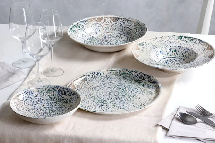 Ritzenhoff & Breker Pastateller LUIGI 29 cm beige/blau