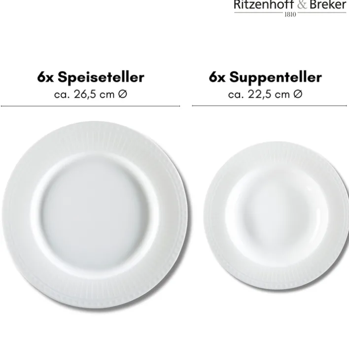 Ritzenhoff & Breker Tafelservice SOFIA 12-teilig Porzellan weiß