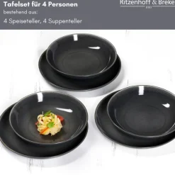 Ritzenhoff & Breker Tafelservice TOLEDO 8-teilig Steinzeug grau