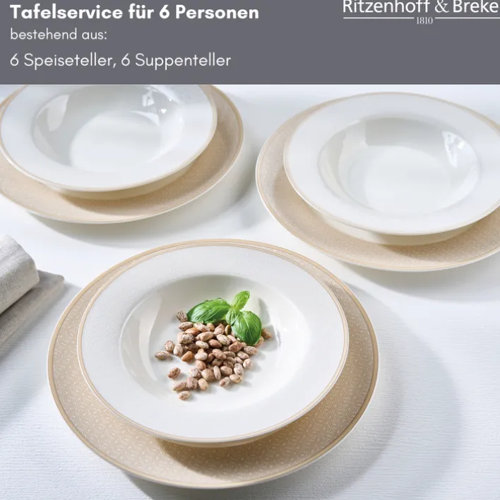 Ritzenhoff & Breker Tafelservice GEO 12-teilig Porzellan beige