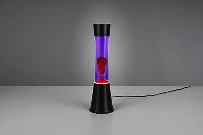 RL Lavalampe ETNA, Metall/Glas/Wachs, Höhe 39 cm, LED 21 W, 3.000 K, 260 lm, Schutzklasse 2, IP20, Schwarz/Rot/Lila