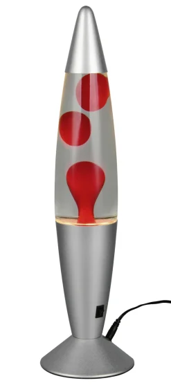 RL Lavalampe VESUV, Metall/Glas/Wachs, Höhe 42 cm Alu-/Nickelfarbig/Rot/Transparent