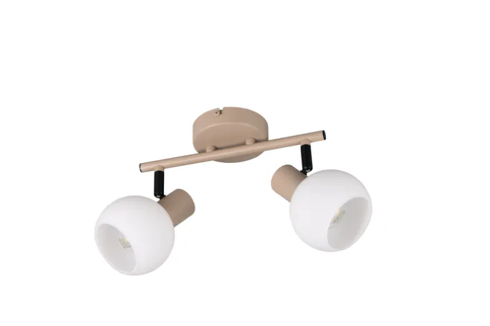 RL LED Deckenlampe mit 2 Spots BOBA, Metall/Glas, 25 x 18,5 x 10 cm Beige/Weiß