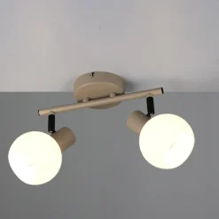 RL LED Deckenlampe mit 2 Spots BOBA, Metall/Glas, 25 x 18,5 x 10 cm Beige/Weiß