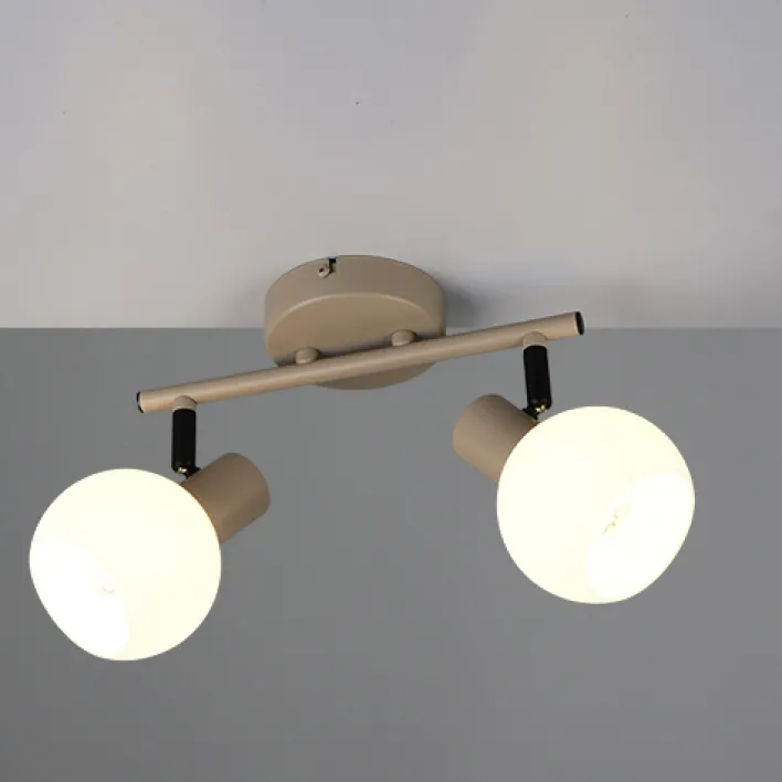 RL LED Deckenlampe mit 2 Spots BOBA, Metall/Glas, 25 x 18,5 x 10 cm Beige/Weiß