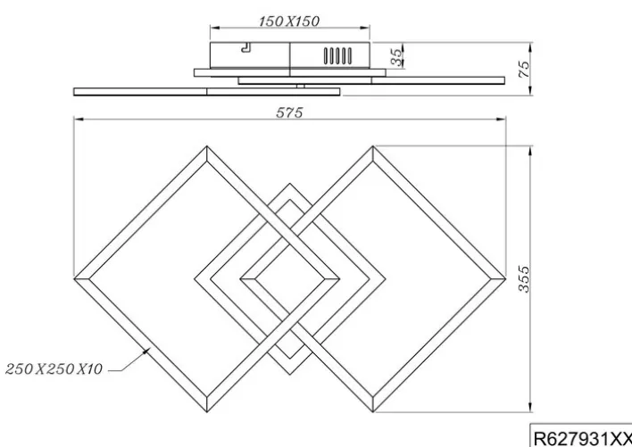 RL LED Deckenlampe VENIDA 35,5 x 57,5 cm schwarz