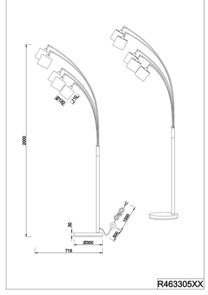RL Retrofit Bogenleuchte TOMMY 5-flg