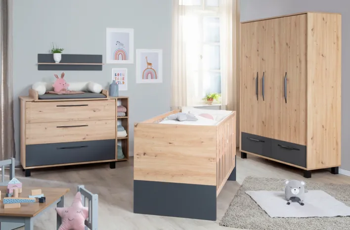 roba Baby-Kleiderschrank ARTESANA braun/ grau