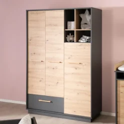 roba Kinder-Drehtürenschrank LENN anthrazit/ braun