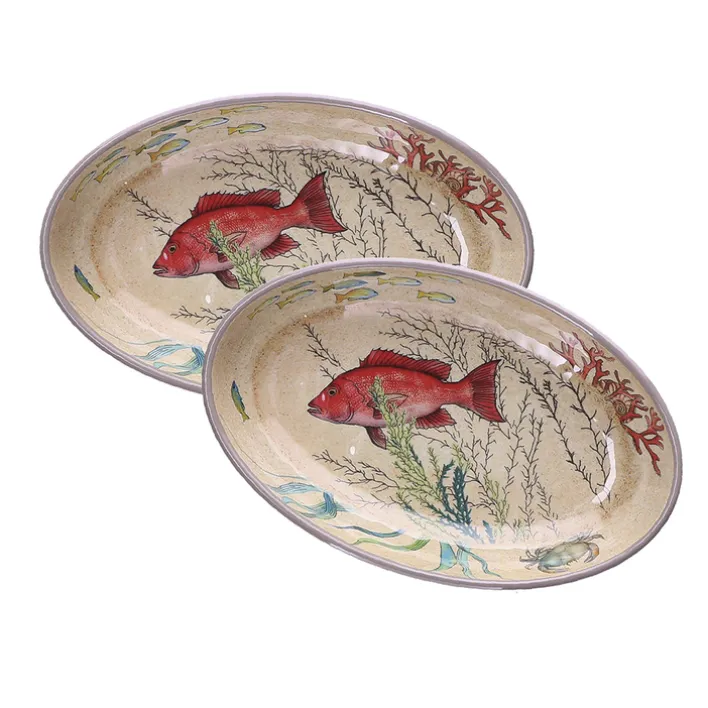 ROSE & TULIPANI Servierplatte oval SEA LIFE 2er Set