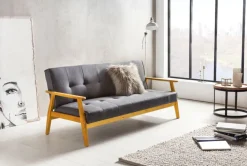 Schlafsofa dunkelgrau Webstoff