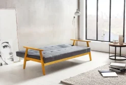 Schlafsofa dunkelgrau Webstoff