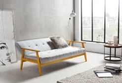 Schlafsofa hellgrau Webstoff