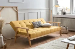 Schlafsofa senfgelb Strukturstoff